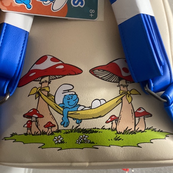 Loungefly Smurf🎒Bag+Papa Smurf♥️PEZ+Hefty keychain - Picture 7 of 8